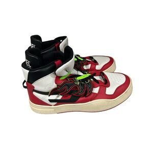 Diesel S-UKIYO MID Sneakers Mens 10.5 Red White Flame High Top Leather
